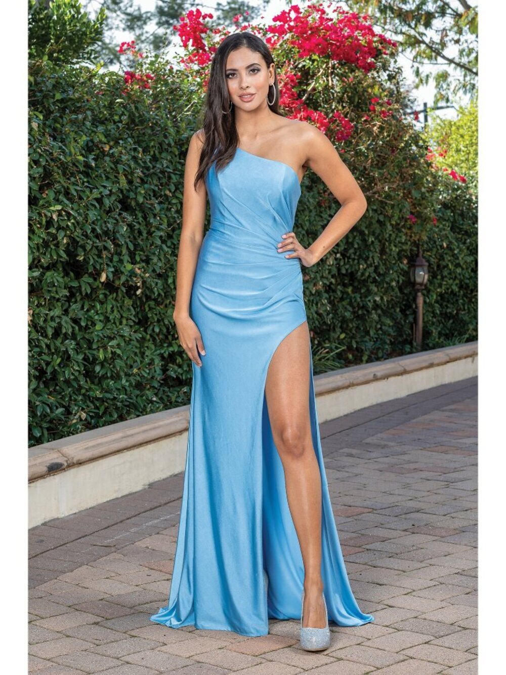 NEW DUSTY-BLUE Evening Gown Floor Length Formal Elegant Stunning 4299